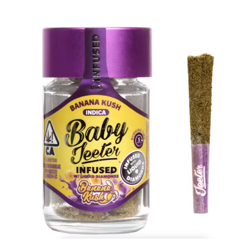 Baby Jeeter – Banana Kush Infused Pre-Rolls | Indica | 5-Pack