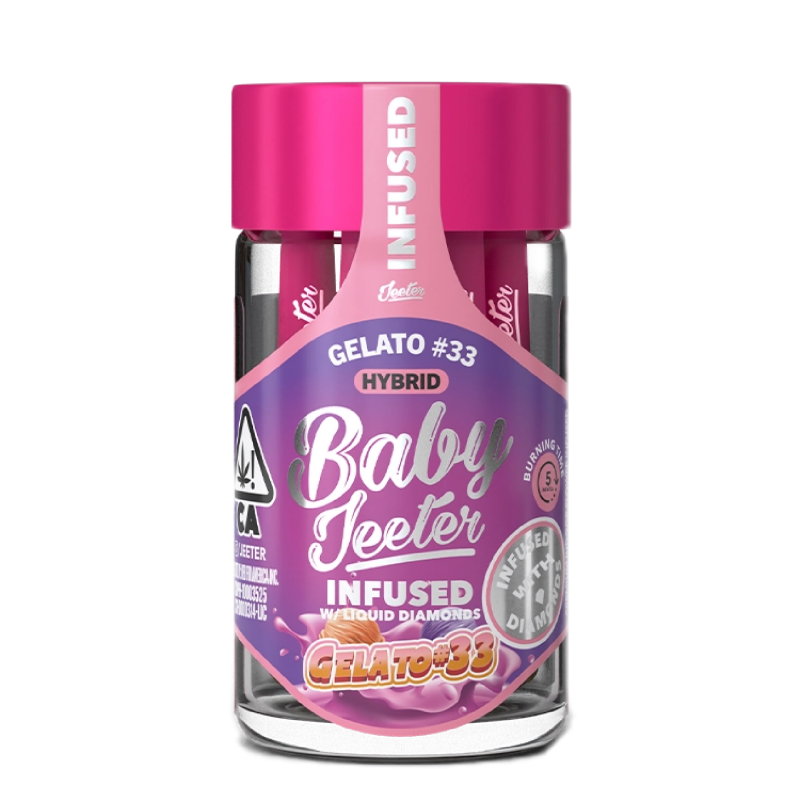 Baby Jeeter – Gelato #33 Infused Pre-Rolls | Hybrid | 5-Pack